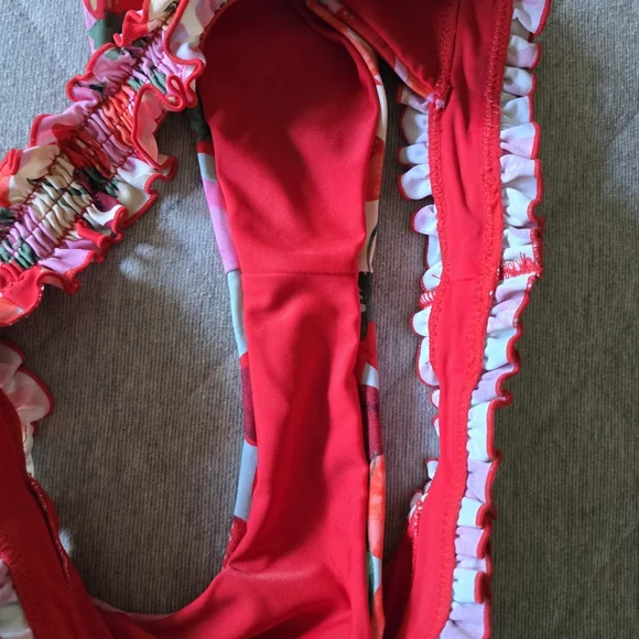 For Love and Lemons Keely Bikini Bottoms Size Small Fruit Cherry Strawberry - Picture 6 of 7